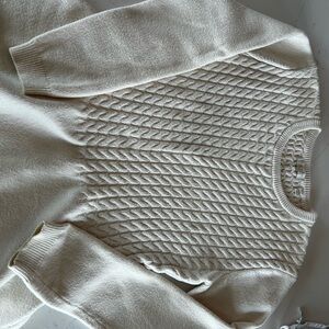 Ted Baker London Cream Crew Neck Sweater with Textured Pattern